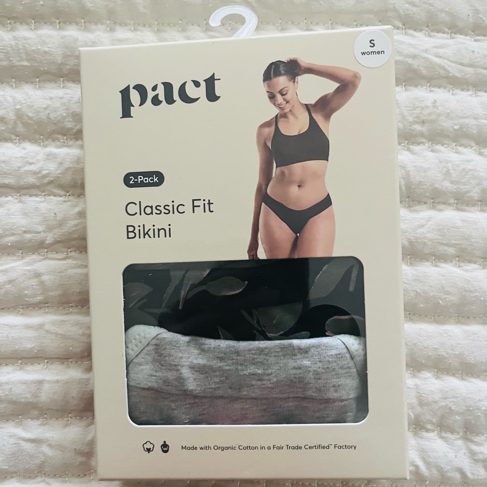 Pact Grey and Heather Petals print Organic Cotton Bikini Set of 2